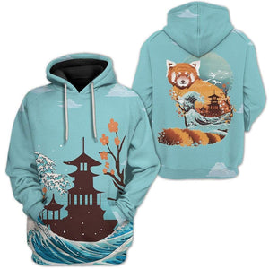 Ukiyo E Red Panda Hoodie For Men And Women