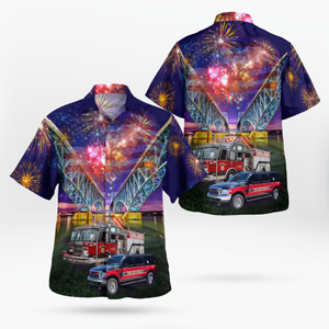 Town Of Tonawanda, New York, River Road Fire Co., 4Th Of July Hawaiian Shirt