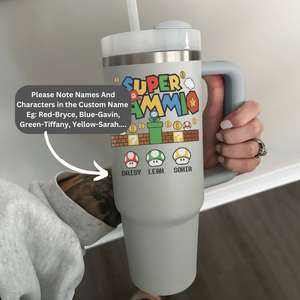 Custom Name Super Mammio Super Mario - Gift For Mom - Personalized 40oz Tumbler Cup With Straw