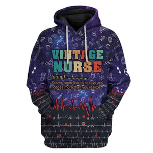 Vintage Nurse No More Than She Says Hoodie