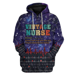 Vintage Nurse No More Than She Says Hoodie