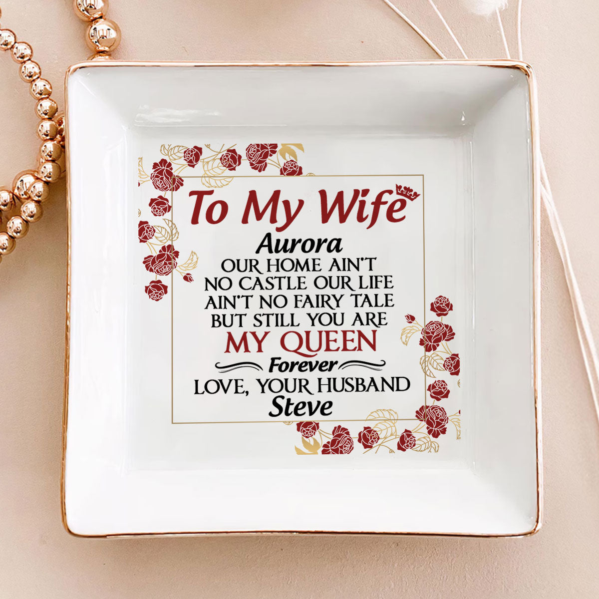 To My Wife - Personalized Jewelry Dish - Gift For Girlfriend, Wife - NH96