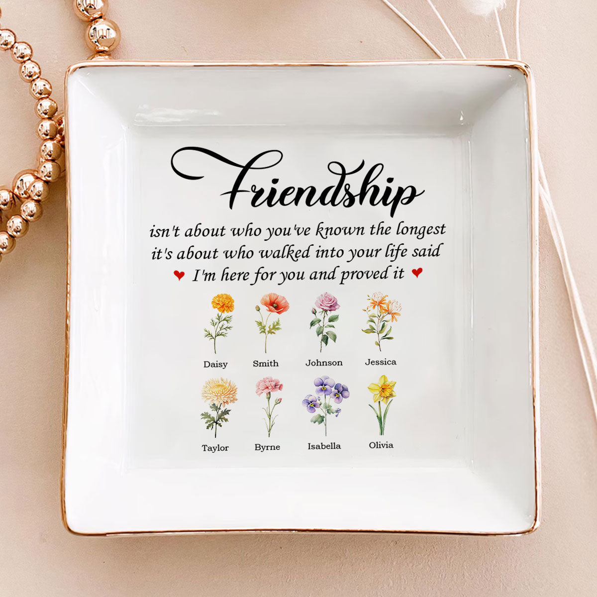 Friendship Isn't About Who You've Known The Longest - Personalized Jewelry Dish - Gift For Grandma, Mom, Girlfriend, Wife, Bestie, Sister - NH96