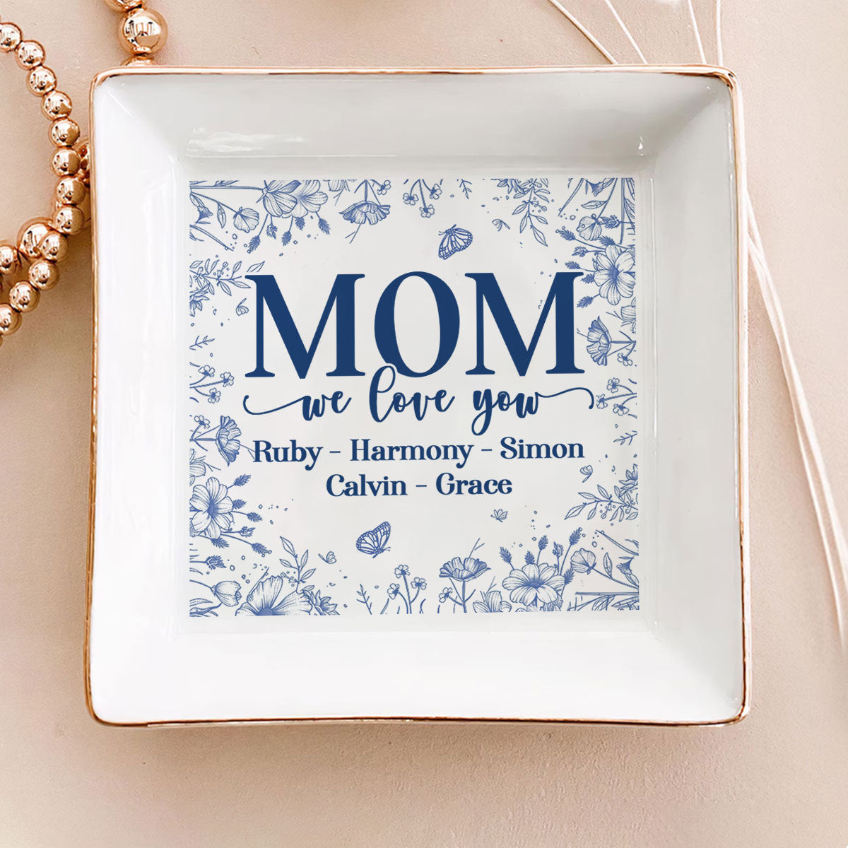 We Love You Mom - Personalized Jewelry Dish - Gift For Grandma, Mom NH96