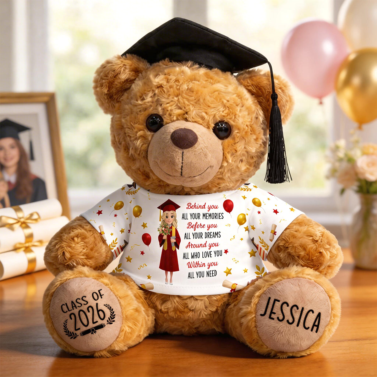 Behind You All Your Memories - Personalized Graduation Bear - Graduation Gifts For Him, Her - Big Dreams, Bright Future