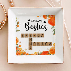 Always Besties Crossword Puzzle - Personalized Jewelry Dish - Gift For Bestie, Sister NH96