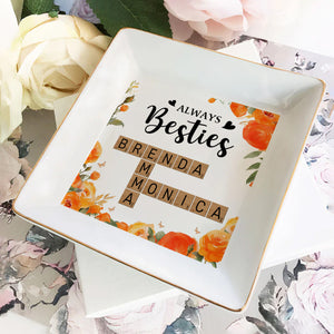 Always Besties Crossword Puzzle - Personalized Jewelry Dish - Gift For Bestie, Sister NH96