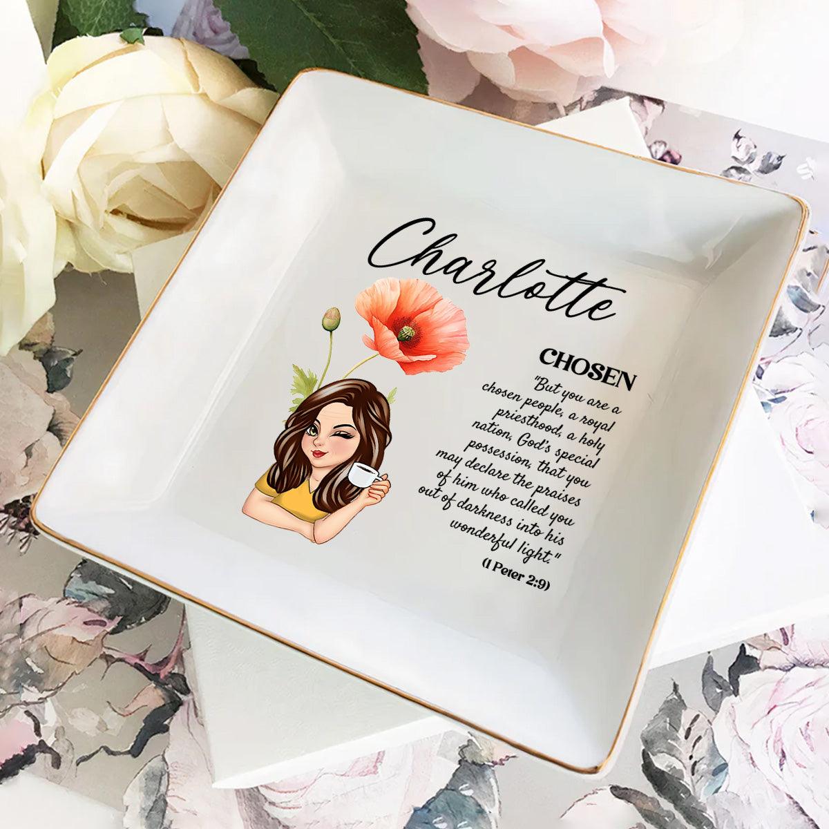 Meaning Of Your Name Girl - Personalized Jewelry Dish - Gift For Grandma, Mom, Girlfriend, Wife, Bestie, Sister - CLGOD04 NH96