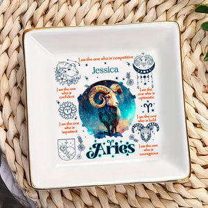 12 Zodiac Signs - Personalized Jewelry Dish - Gift For Grandma, Mom, Girlfriend, Wife, Bestie, Sister NH96