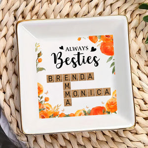 Always Besties Crossword Puzzle - Personalized Jewelry Dish - Gift For Bestie, Sister NH96