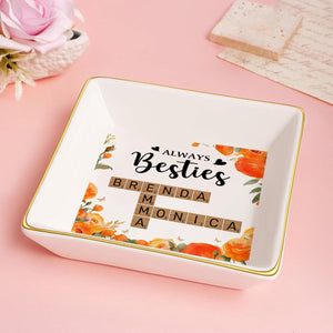 Always Besties Crossword Puzzle - Personalized Jewelry Dish - Gift For Bestie, Sister NH96