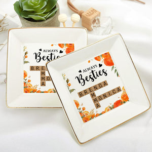 Always Besties Crossword Puzzle - Personalized Jewelry Dish - Gift For Bestie, Sister NH96