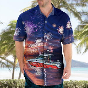 Chicago Fire Department Eugene Blackmon 4Th Of July Hawaiian Shirt