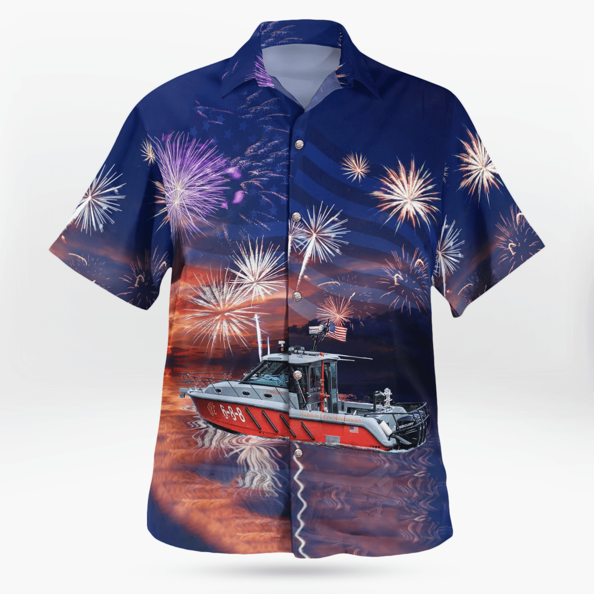 Chicago Fire Department Eugene Blackmon 4Th Of July Hawaiian Shirt