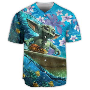 Starwars Baby Yoda Surfing - Baseball Jersey - Family Store