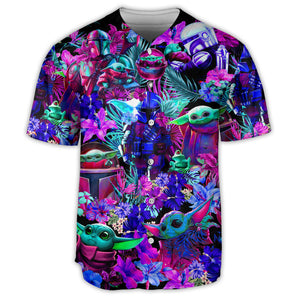 Special Starwars Baby Yoda Synthwave - Baseball Jersey - Family Store