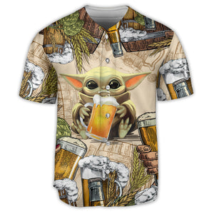 Starwars Baby Yoda And Beer Wheat - Baseball Jersey - Family Store