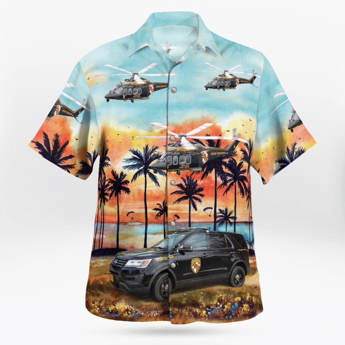 Maryland State Police Ford Utility Interceptor Hawaiian Shirt