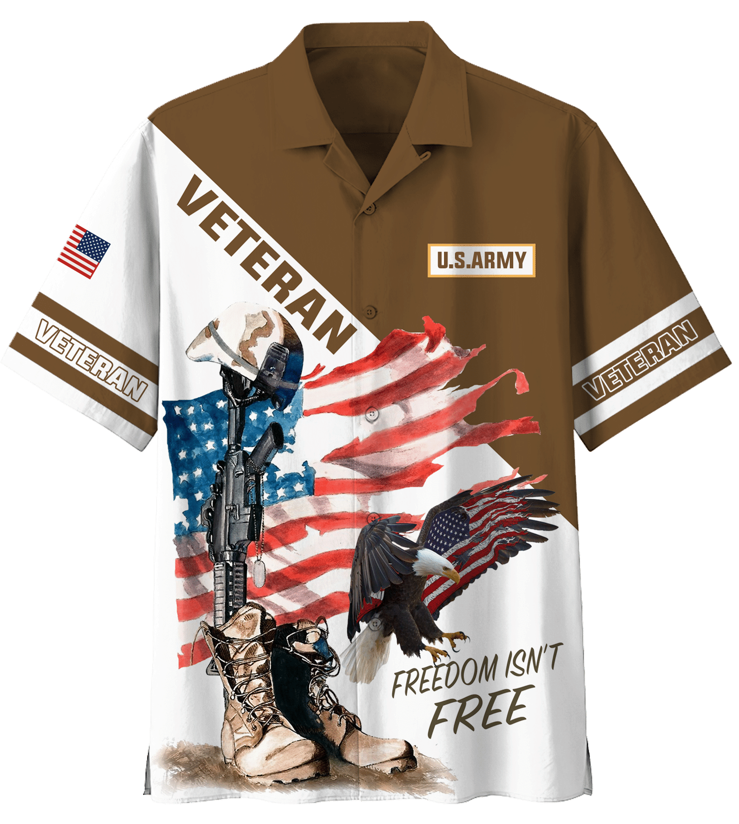 US Army Freedom Isn't Free Eagle Hawaiian Shirt