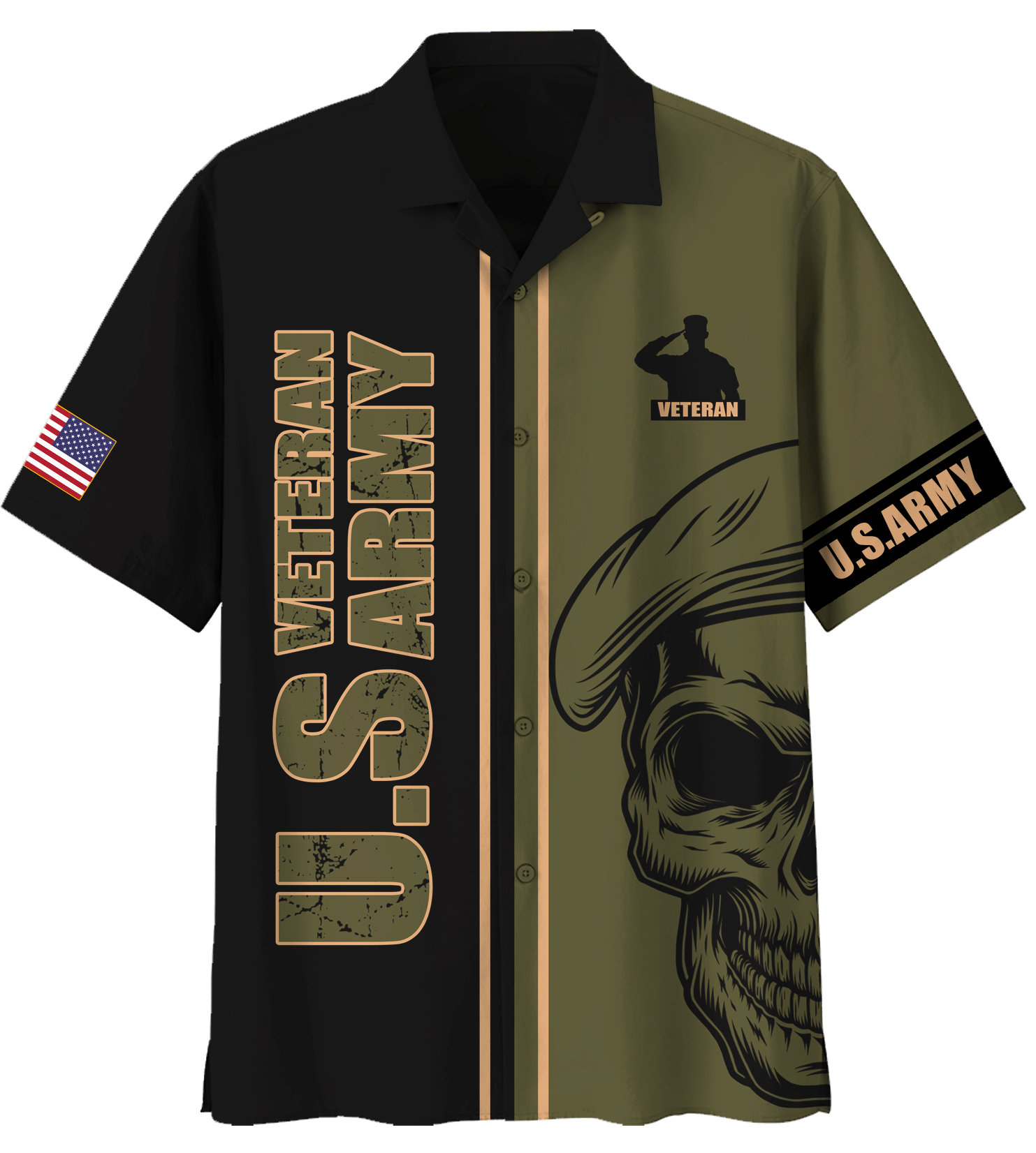US Army Skull Hawaiian Shirt, Best Gift For Veterans