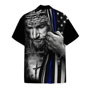 3D Jesus Christ Blue Line Flag Custom Short Sleeve Shirt