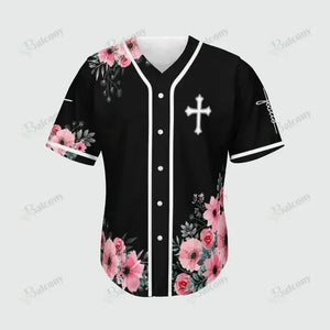 Jesus - God and flower of faith Baseball Jersey 95