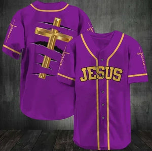 Jesus - The Cross Purple Baseball Jersey 177