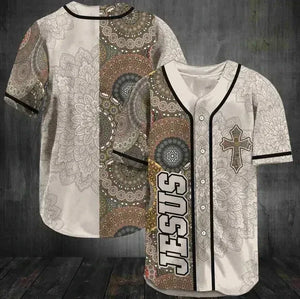 Jesus - Mandala design Baseball Jersey 128
