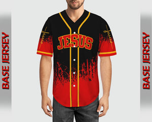Jesus Saved My Life Red Lava Baseball Jersey