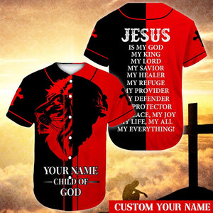 Custom name Child Of God Red and Black Christians Baseball Jersey