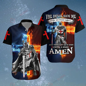 God The devil saw me with my head down Satan Knight Templar ALL OVER PRINTED SHIRT 0619104
