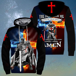 God The devil saw me with my head down Satan Knight Templar ALL OVER PRINTED SHIRT 0619104