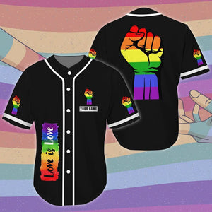 LGBT Hand Up Baseball Tee Jersey Shirt