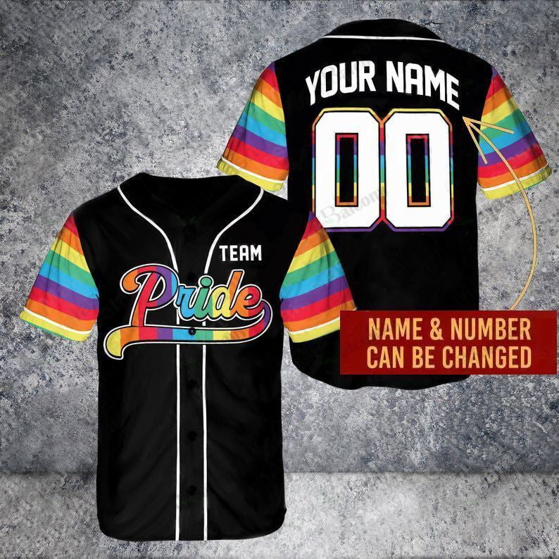 LGBT Pride Personalized Name and Number Baseball Jersey 418