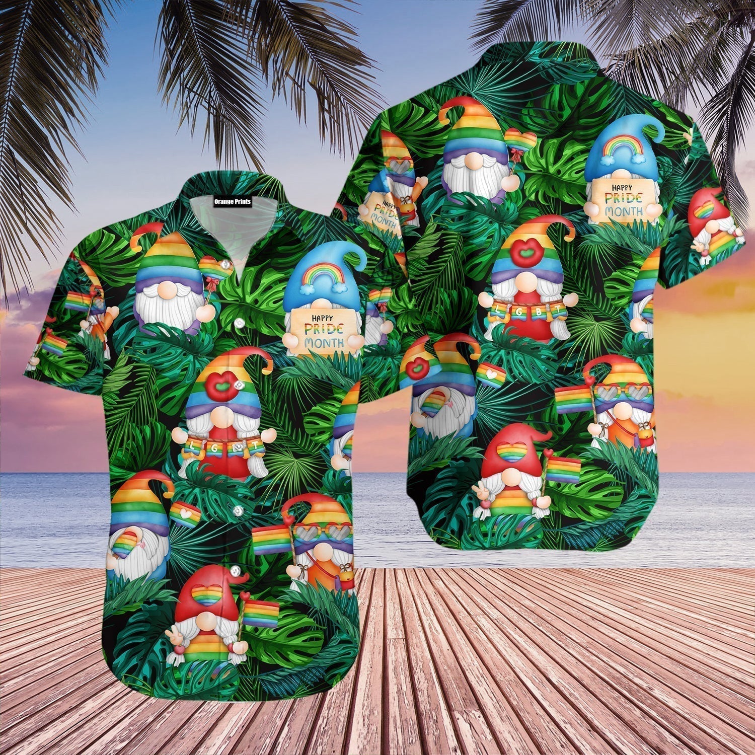 Gnomes LGBT Rainbow Friend Lovers Love Is Pride Aloha Hawaiian Shirts For Men & For Women | WT1695