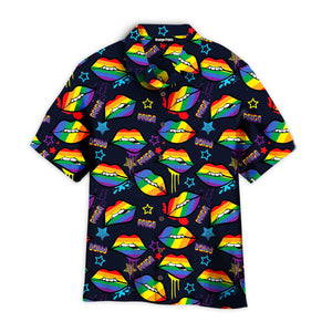 Rainbow Lips Gay LGBT Pattern Aloha Hawaiian Shirts For Men & For Women | WT7287