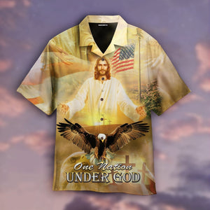 Jesus Bless American, One Nation Under God Aloha Hawaiian Shirts For Men and Women | WT1514
