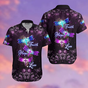 Faith Hope Love Dragonfly Love Jesus Aloha Hawaiian Shirts For Men And Women | WT5465