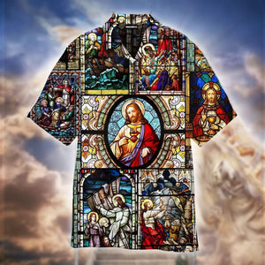 Jesus Calms the Storm Stained Glass Window Aloha Hawaiian Shirts For Men & For Women | WT1047