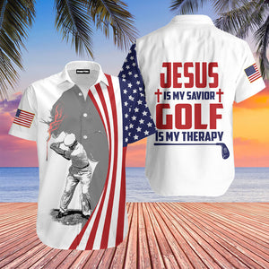 Jesus Is My Savior Golf Is My Therapy Aloha Hawaiian Shirts For Men and Women | WT1192