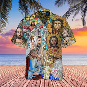 Portrait of Jesus Stained Glass Aloha Hawaiian Shirts For Men and Women | WT1516