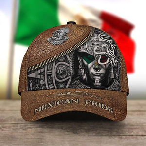 3D All Over Printed Mexican Pride Baseball Cap Hat, Classic Mexican Aztec Hat Cap, Summer Baseball Aztec Cap