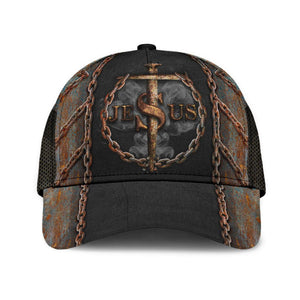 God Jesus Cross Metal Classic Cap - Jesus Caps - Jesus Christ Caps For Men Women Adults