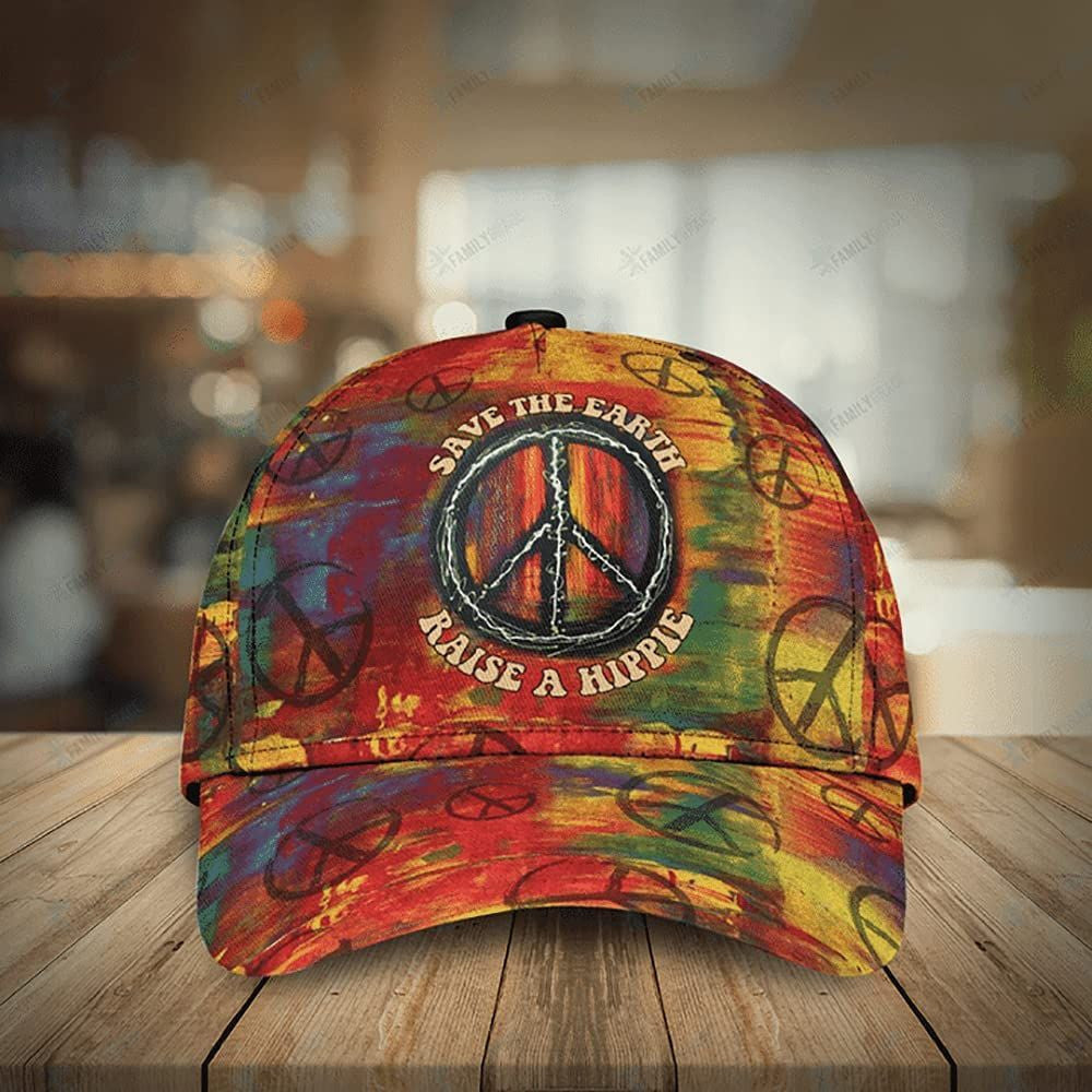 Save The Earth Raise A Hippie Colorful Beautiful 3D Printed Unisex Classic Cap, Snapback Cap