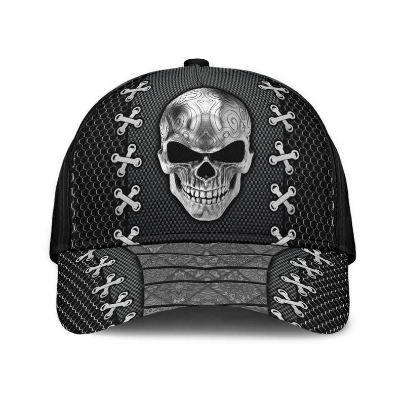 Skull Metal Carbon Classic Cap 3D Gift For Him, Gift For Her, Human Cap, Trending Cap, American Cap
