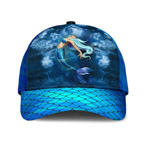 Mermaid Blue Classic Cap - Mermaid Trucker Hat - Mermaid Party Cap - 3D Personalized Caps For Men