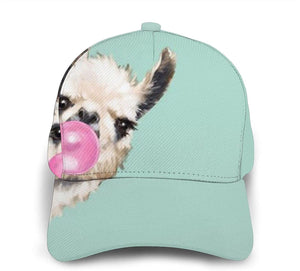 Llama Blowing Bubble Gum Fashion 3D Caps Trucker Hats Hip Hop Hat for Men Women Black