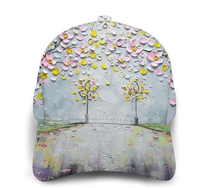 Cherry Tree Oil Painting Print Classic Baseball 3D Cap Adjustable Twill Sports Dad Hats for Unisex