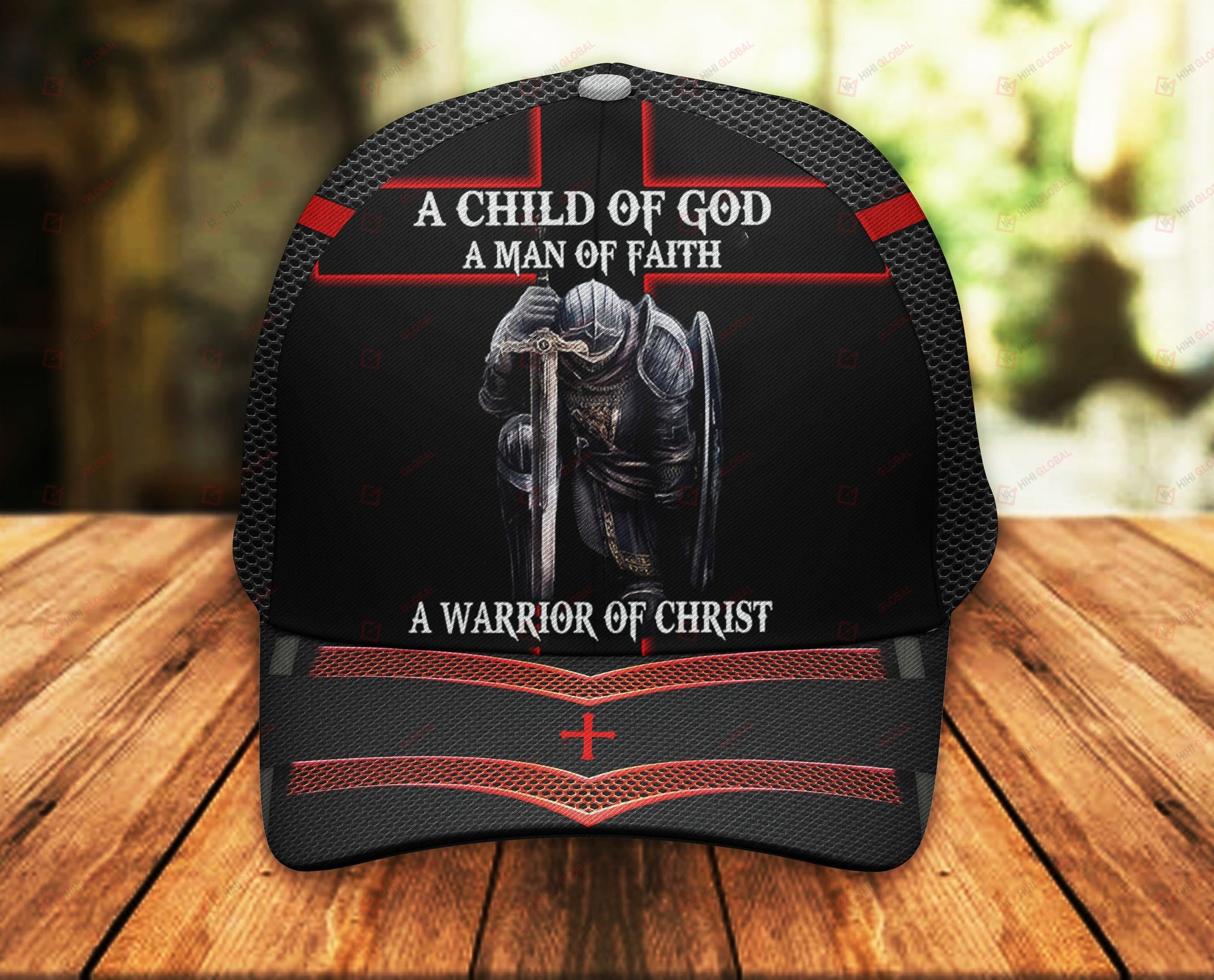 A Child of God A Man of Faith a Warrior of Christ Knight Christian Classic 3d Cap ALL OVER PRINTED