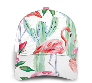 Cactus Flamingo Rose Flowers Print Casual Baseball 3D Cap Adjustable Twill Sports Dad Hats for Unisex